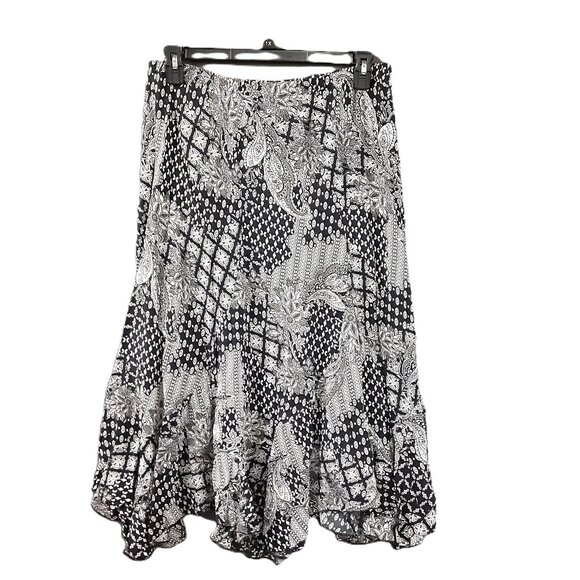 Kim Rogers Maxi Skirt Size LARGE Elastic Waist is Weak Black/White Pullon. - Picture 1 of 6